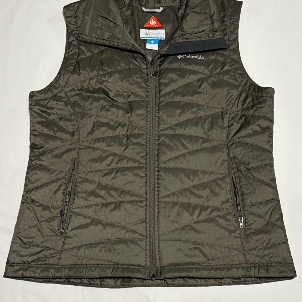 Columbia Women's Puffer Vest Brown, Size XL Full Zip with Omni Heat